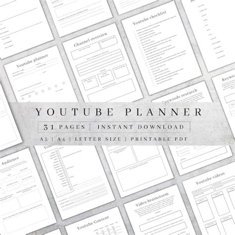 Youtube Content Strategy Planner Social Media Planner Etsy