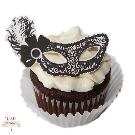 Popular Items For Mask Cupcake Topper On Etsy Masquerade Cakes Food