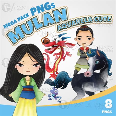 Kit Digital Princesas Mulan Aquarela Cute Pague 1 Leve 3 Elo7