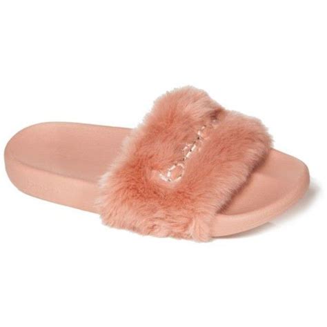 Bebe Nude Pink Furiosa Faux Fur Slide Women S