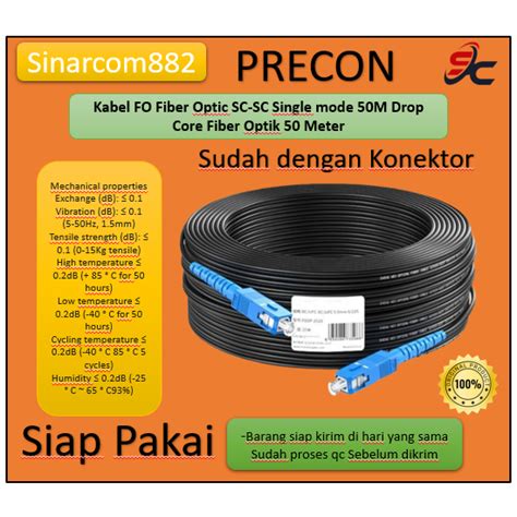 Jual Kabel FO Fiber Optic SC SC Single Mode 100M Kabel Precon Drop