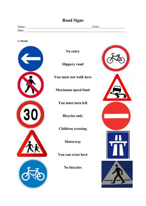 Free Printable Traffic Signs Worksheets | Peggy Worksheets