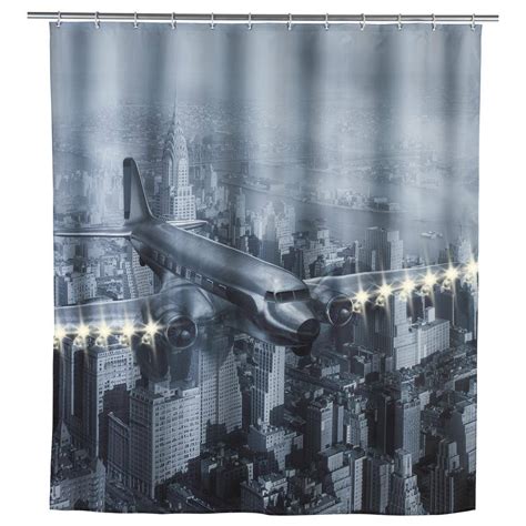 Wenko 79 In LED Shower Curtain Old Plane 22495218 The Home Depot