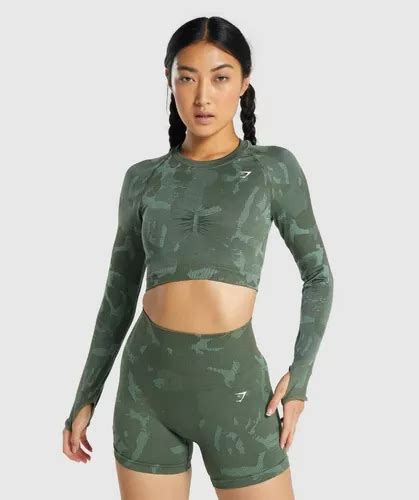 Gymshark Crop Top Adapt Camo Seamless Long Sleeve Meses Sin Interés