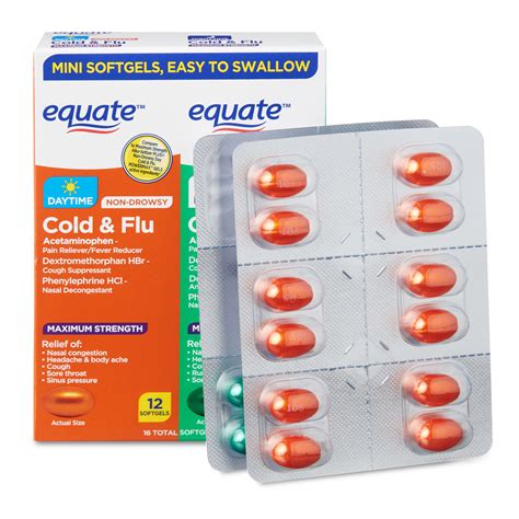 Equate Maximum Strength Day And Night Cold And Flu Softgels 16 Count