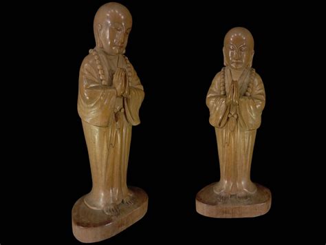 Buddha Wooden Statue Hand Carved Wooden Jizo Figurine Wood Carving T Unique Ornament Etsy