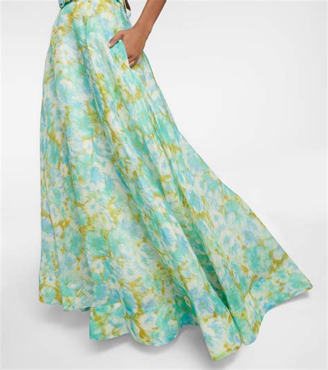 Zimmermann High Tide Linen And Silk Maxi Skirt Zimmermann