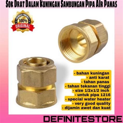 SOK DRAT DALAM 1 2 INCH 3 4 INCH KUNINGAN SOCK SAMBUNG INSTALASI PIPA