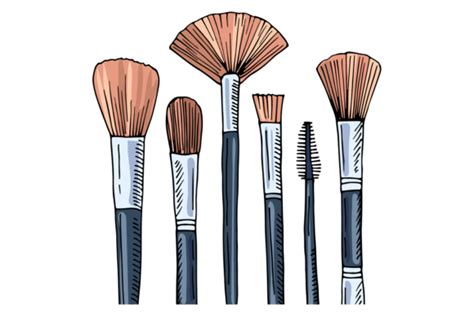 Makeup Brushes Set Color Sketch Hand Dr Graphic By Onyxproj Creative