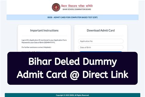 Bihar DElEd Dummy Admit Card 2023 Direct Download Link @ secondary ...