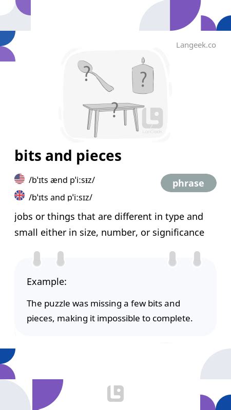 Definition & Meaning of "Bits and pieces" | Picture Dictionary