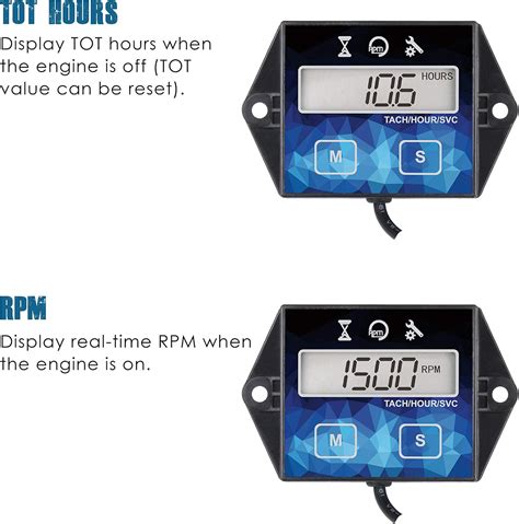 Runleader Medidor de hora de motor pequeño tacómetro digital