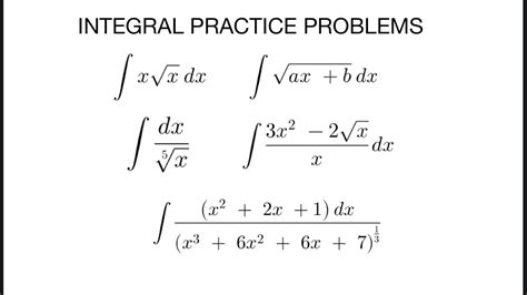 Integral Calculus Practice Problems Power Formula And U Substitution