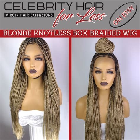 Blonde Knotless Box Braided X Lace Frontal Wig Inches Etsy