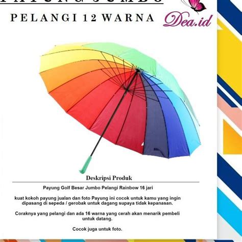 Jual Menarik Deashop Payung Golf Jumbo Besar Motif Pelangi Warna