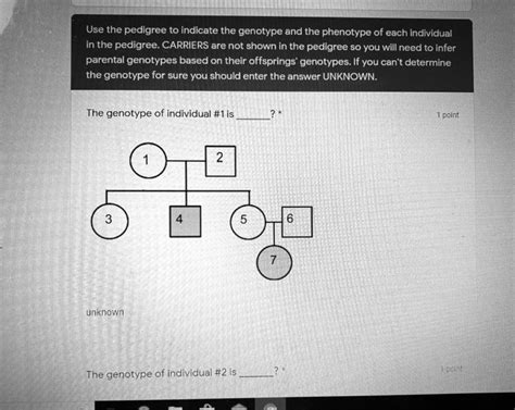 SOLVED Use The Pedigree To Indicate The Genotype And The Phenotype Of