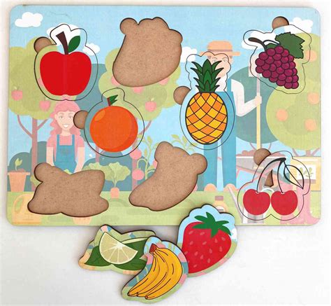 Brinquedo Educativo Tabuleiro Encaixe Frutas Mdf Mega Impress MEGA