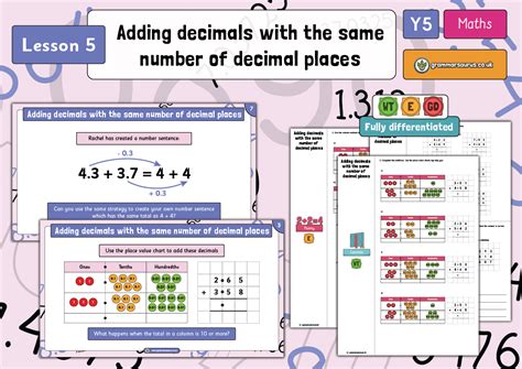 Year 5 Decimals Part 2 Adding Decimals With The Same Number Of Decimal Places Lesson 5