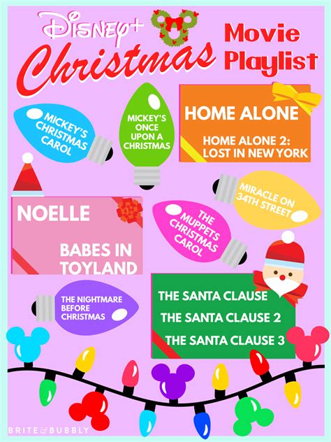 Disney Plus Holiday Movie Playlist With Free Printable! ⋆ Brite and Bubbly