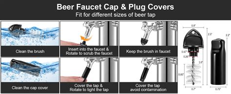 Beer Faucet Cap Keg Tap Brush 4pcs Beer Tap Plugs And 4pcs Kegerator Tap Cover For