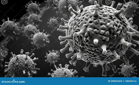 Stylized Virus Depiction In Grayscale Perfect For Scientific And