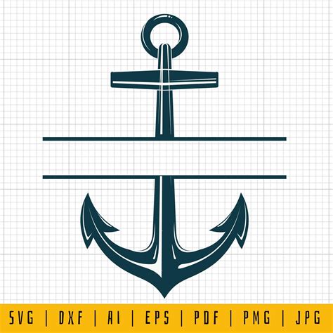 Anchor Split Monogram Svg File Cricut Silhouette Nautical Etsy