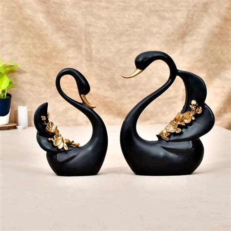 Swan Pair Feather Design Sculpture – Saumic Craft Gallery