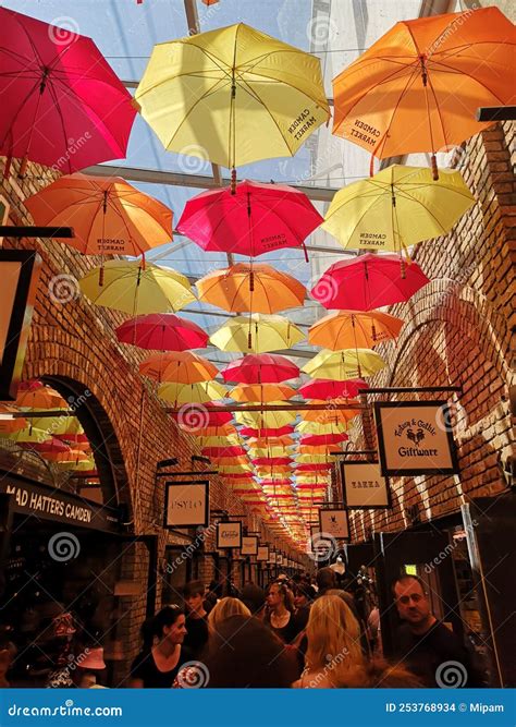 Camden Town Market With Colorful Umbrellas Editorial Stock Image