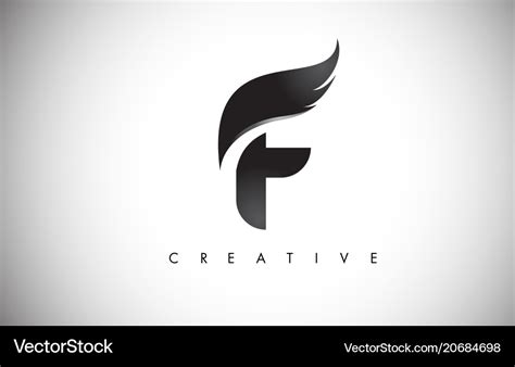 F Letter Wings Logo Design With Black Bird Fly Vector Image