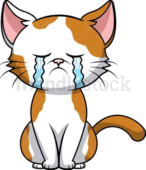 Sad Crying Cartoon Vector Crying Cat Cat Face Stock Vector Illustration