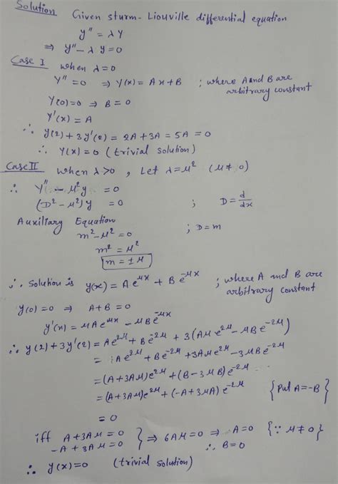 Solved Solve The Following Sturm Liouville Differential Equation