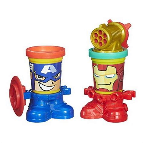 Play Doh Marvel Can Heads Featuring Iron Man And Captain America