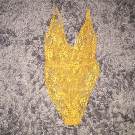 Tops Yellow Lace Bodysuit Poshmark