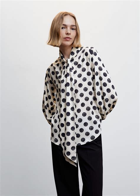 Bow Polka Dot Blouse Women Mango Outlet Usa