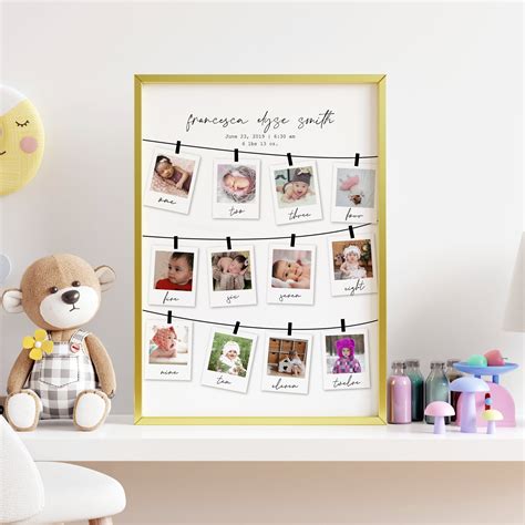 Printable St Birthday Baby Photo Collage St Year Photo Etsy Baby