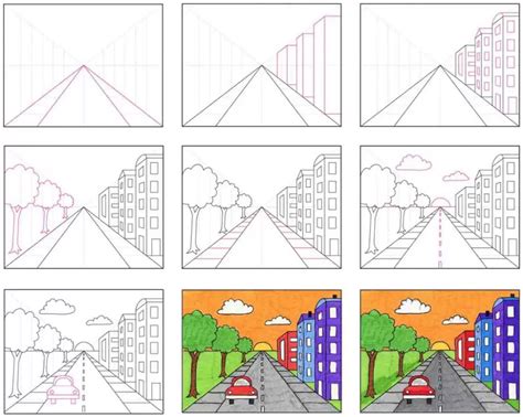 One Point Perspective Drawing Art Lesson With A Template Video Tutorial