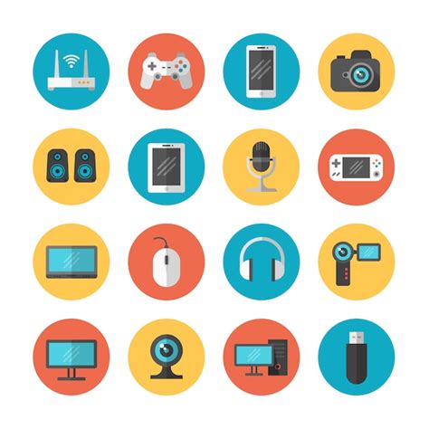 Premium Vector Electronic Gadgets And Device Flat Vector Icons