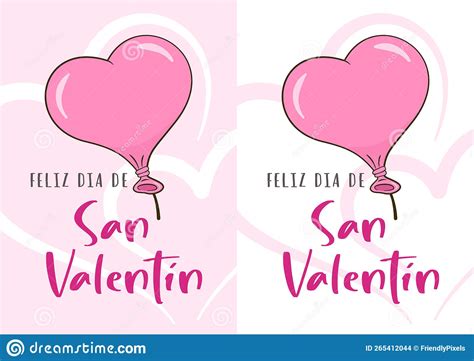 Happy Valentine S Day in Spanish. Two Card Templates. Vector ...