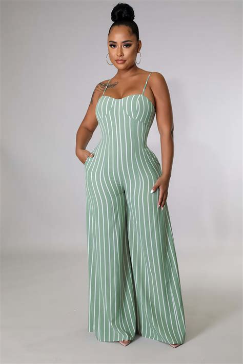 Sexy Backless Striped Wide Legs Jumpsuits Stylegoing