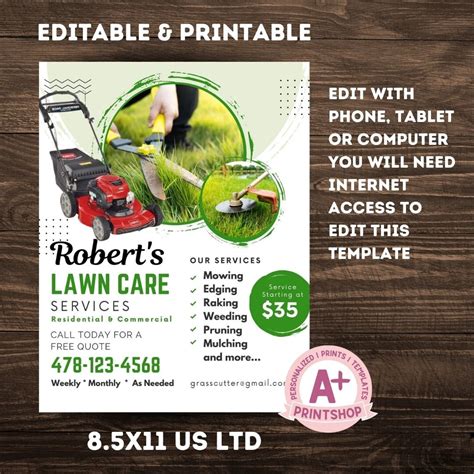 Lawn Service Flyer Template Instant Download Printable Editable Full ...