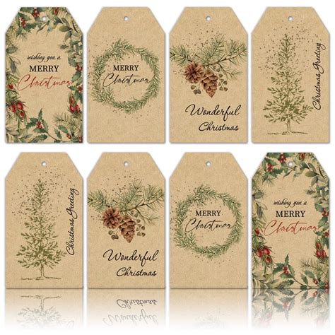 Amazon Whaline Pcs Christmas Plants Gift Tags Vintage Kraft