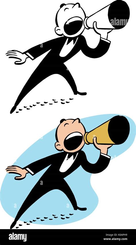 Man Yelling Through Bullhorn Stock Vector Images Alamy