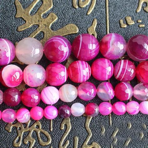 Wholesale 6 12mm Pink Stripe Agates Round Loose Beads 15 Sf4for Jewelry Making Can Mixed