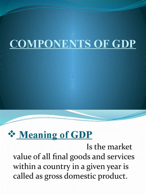 Components Of Gdp Pdf Final Good Gross Domestic Product