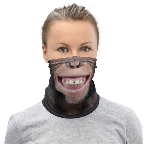 Chimpanzee Face Mask Neck Gaiter Washable Reusable Adult Etsy