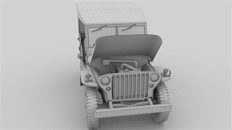 Full W Chassis Jeep Willys MB Military Top Rev 3D Model CGTrader