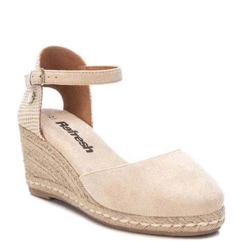 Refresh Womens Wedge Ankle Strap Sandal Beige Suede Paul Byron