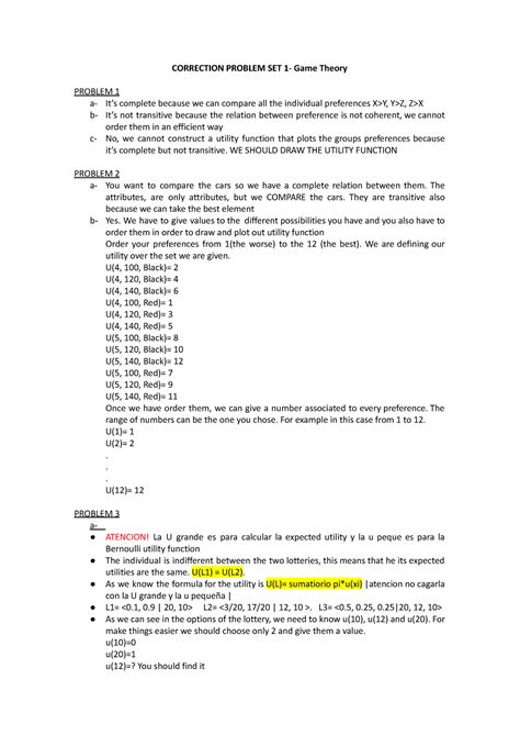 Problem Set 1 Seminar Of Introduction To Economics CORRECTION