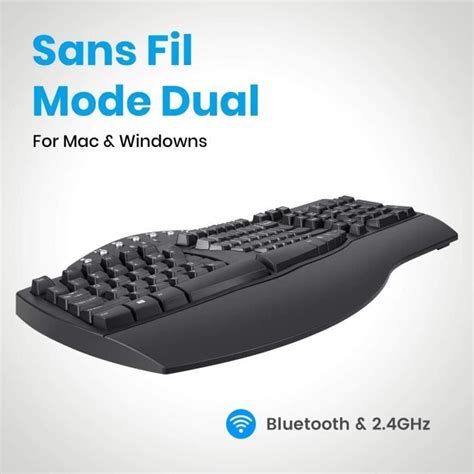 Periboard 612 Grand Clavier Ergonomique Sans Fil Connexion 2 4Ghz Et