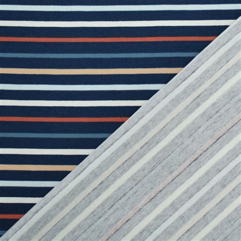 Cotton Jersey Striped Dark Blue Fabrics Hemmers